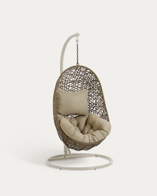 Hanging armchair with light grey Florina brown feet
