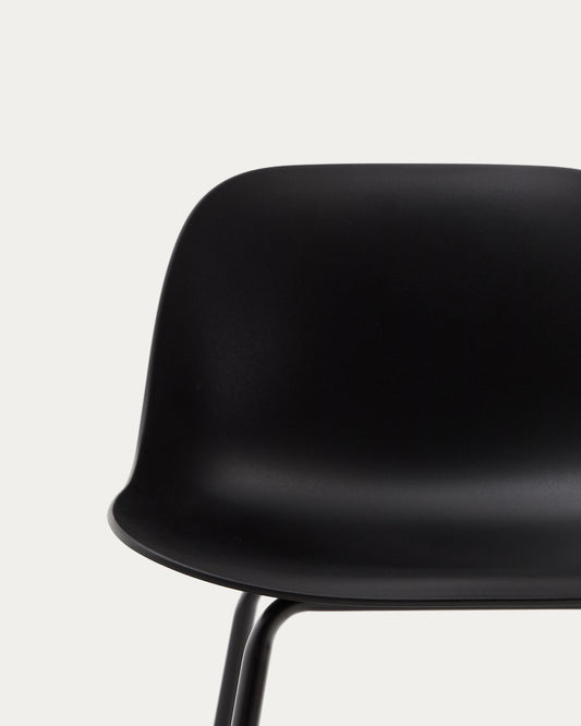 Tabouret Altea noir et pieds en acier finition noire 75 cm