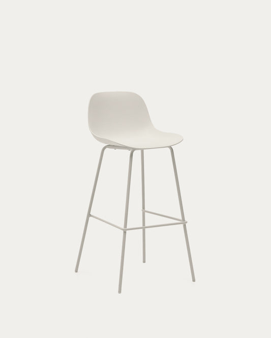 Tabouret Altea beige et pieds en acier finition beige 75 cm