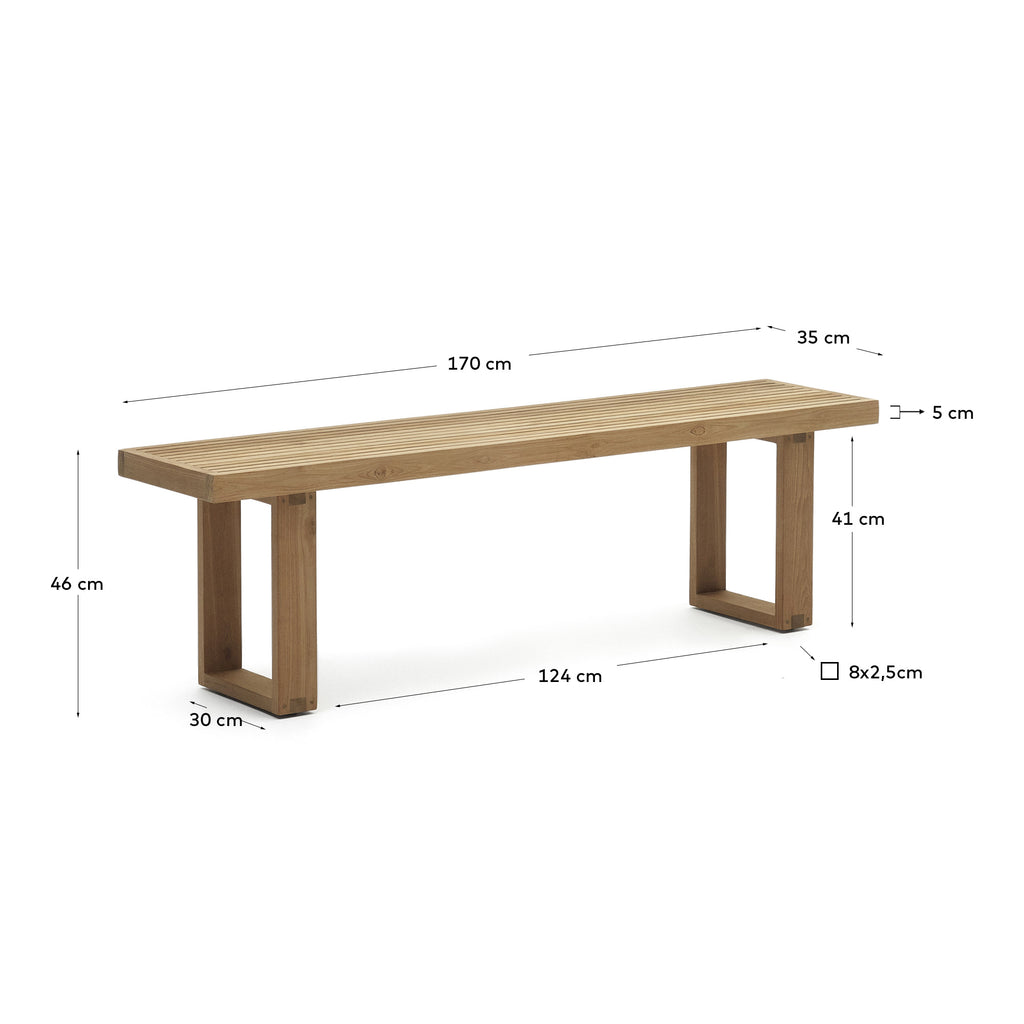 Banc 100 % d'extérieur Canadell en bois de teck recyclé 170 cm