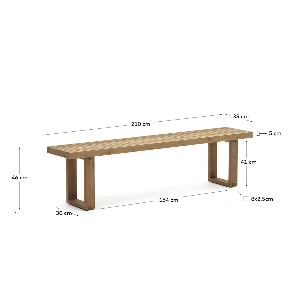 Banc 100 % d'extérieur Canadell en bois de teck recyclé 210 cm