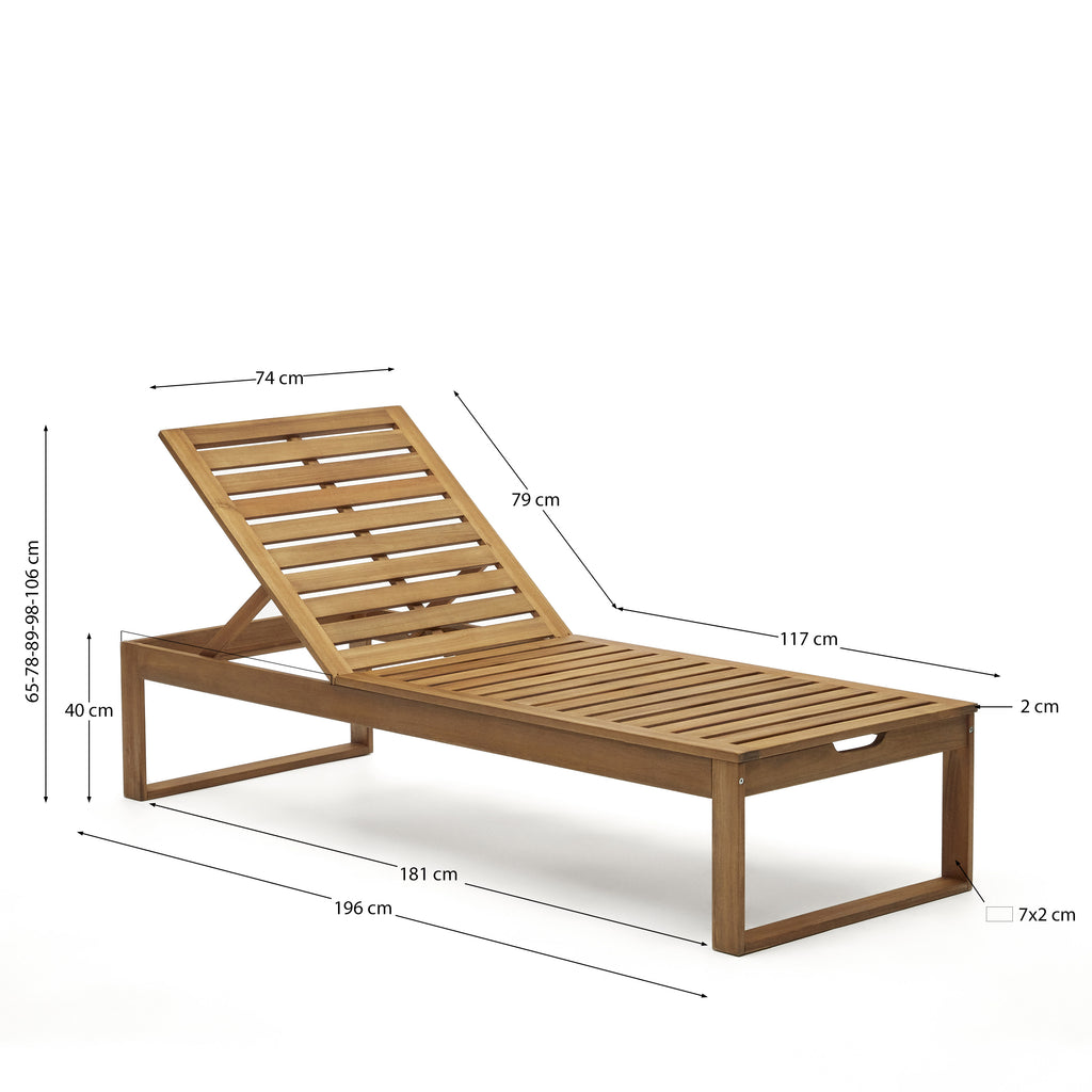Chaise longue de jardin Sulamita en bois d'acacia FSC 100 %