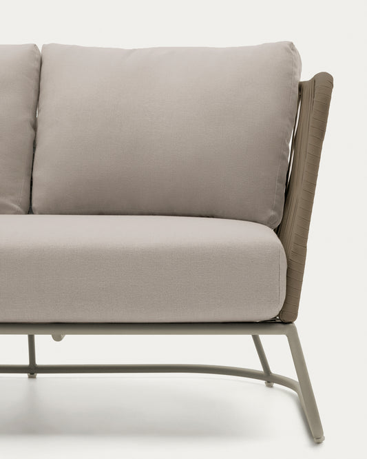 Canapé 3 places d’extérieur Saconca en corde et acier galvanisé beige 189 cm