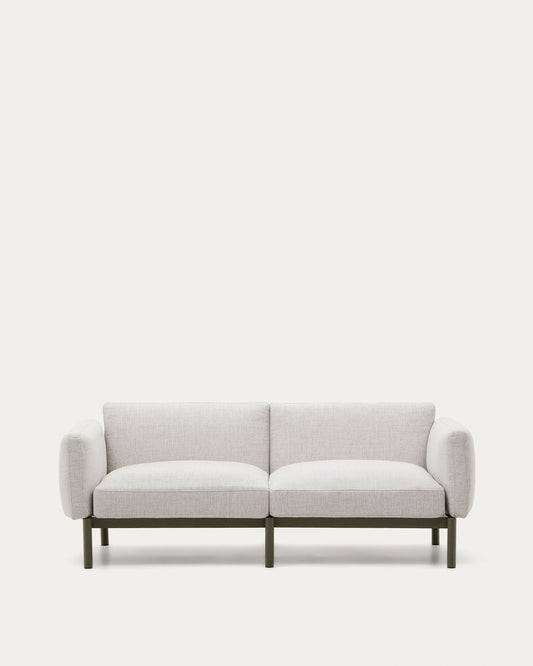 Canapé modulable 2 places d’extérieur Sorells beige et aluminium vert 201 cm