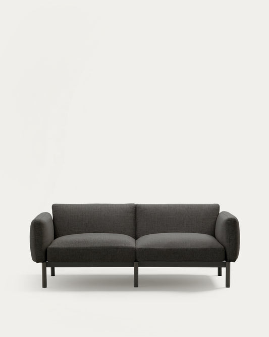Canapé modulable 2 places d’extérieur Sorells gris et aluminium gris 201 cm