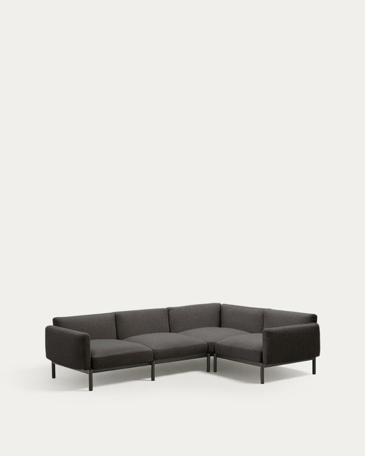 Canapé modulable d’angle 5 places d’extérieur Sorells gris et aluminium gris 276 x 191,5cm