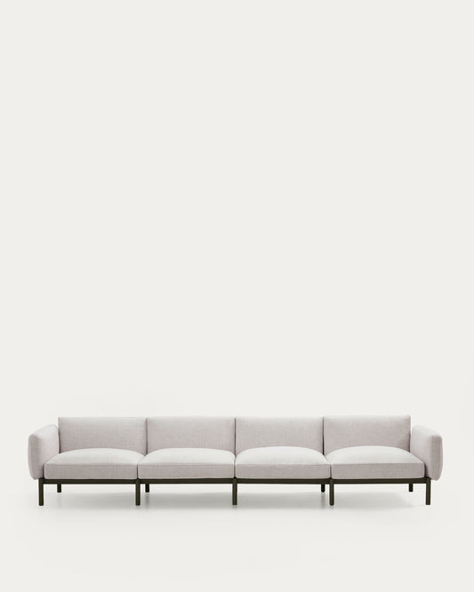 Canapé modulable 4 places d’extérieur Sorells beige et aluminium vert 370 cm