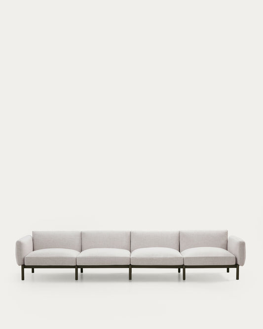 Canapé modulable 4 places d’extérieur Sorells beige et aluminium vert 370 cm