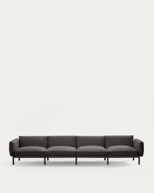 Canapé modulable 4 places d’extérieur Sorells gris et aluminium gris 370 cm