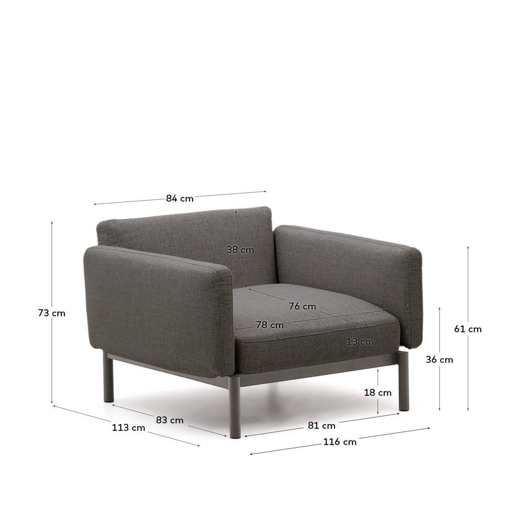 Fauteuil modulable d’extérieur Sorells gris et aluminium gris