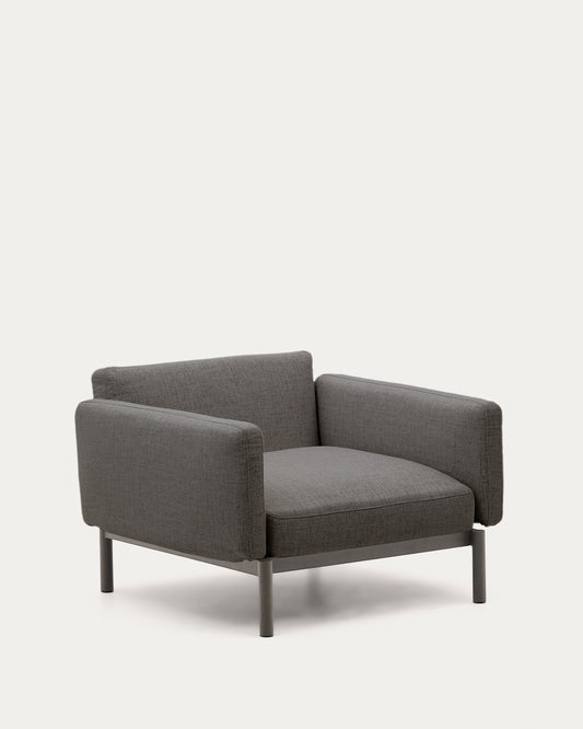 Fauteuil modulable d’extérieur Sorells gris et aluminium gris