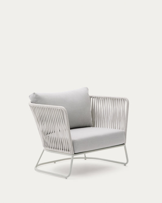 Fauteuil d’extérieur Saconca en corde et acier galvanisé gris
