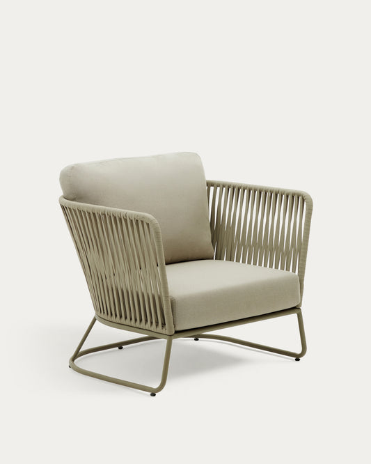 Fauteuil d'extérieur Saconca en corde et acier galvanisé vert