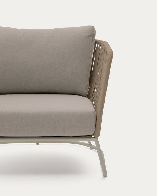 Fauteuil d’extérieur Saconca en corde et acier galvanisé beige