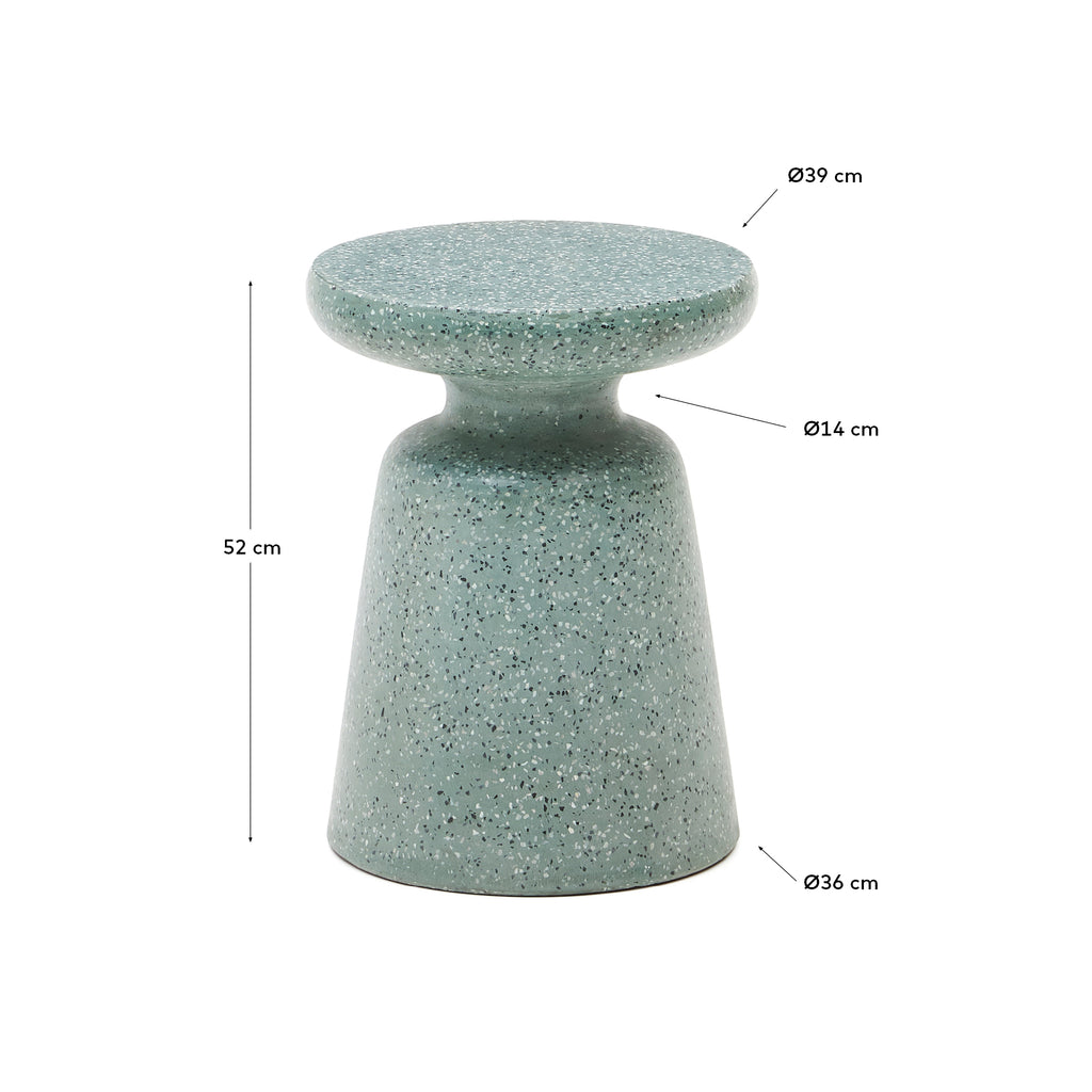 Table d'appoint extérieure Mesquida en terrazzo vert Ø 39 cm