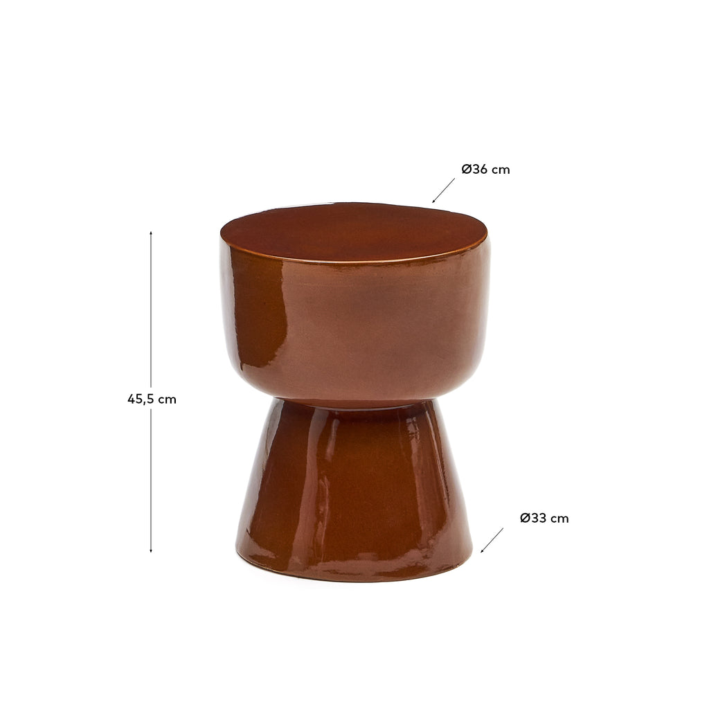 Table auxiliaire d’extérieur Mesquida en céramique avec finition terracotta dépolie Ø 36 cm