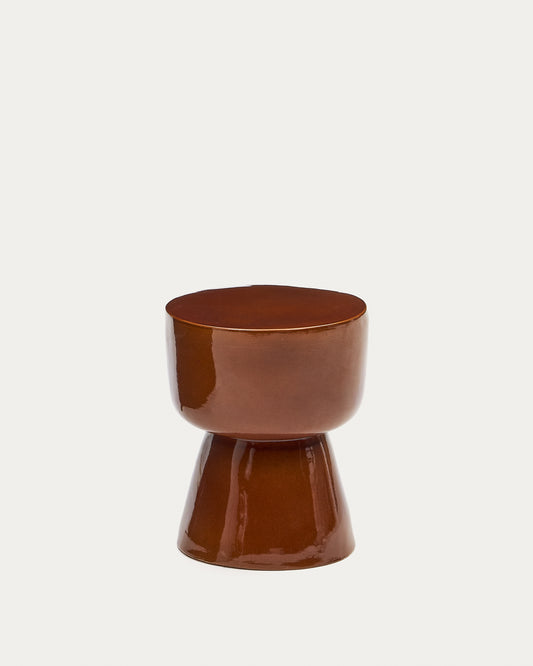 Table auxiliaire d’extérieur Mesquida en céramique avec finition terracotta dépolie Ø 36 cm