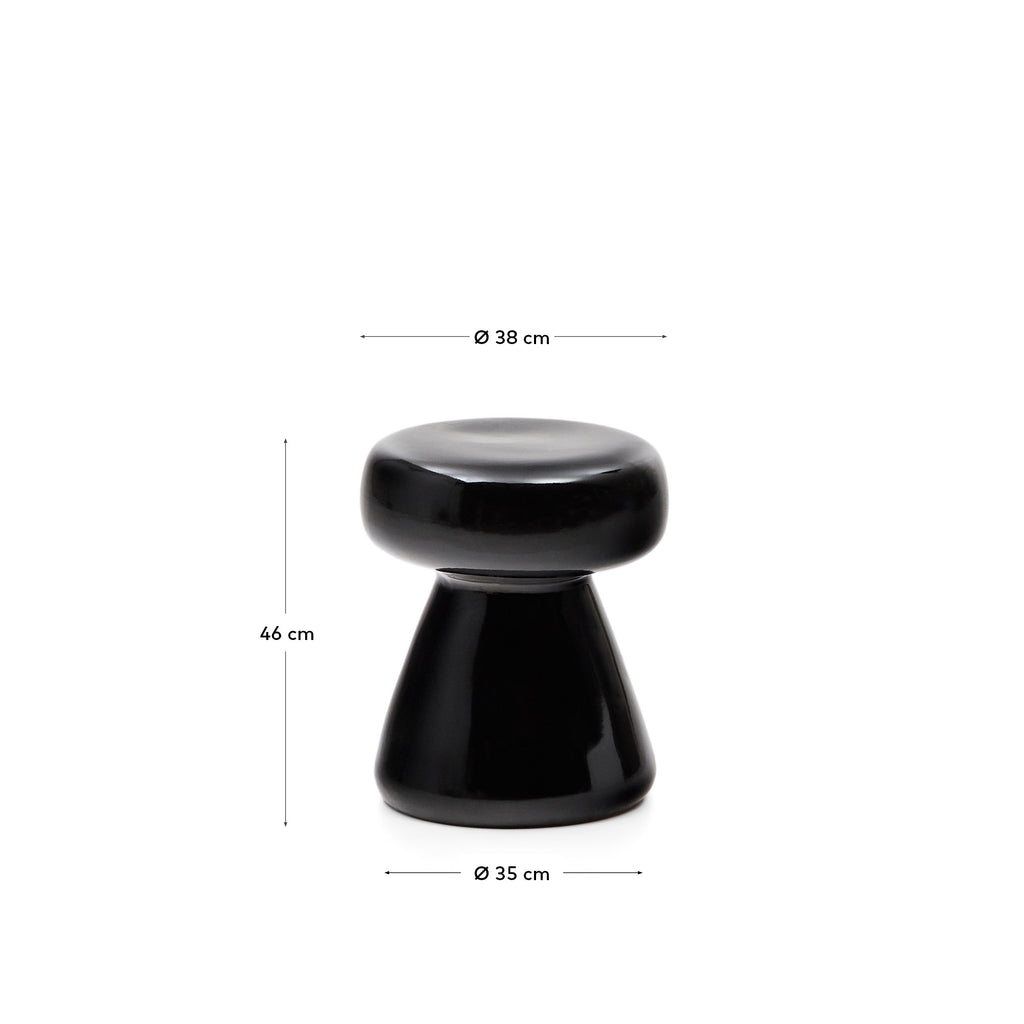 Table d'appoint Manya en cerámique noir Ø 38 cm