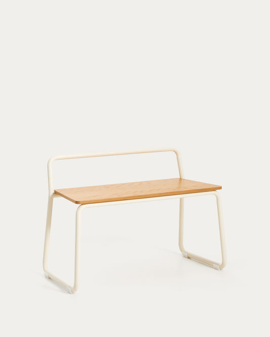 Banc Tinn en placage de frêne et structure en métal beige 75 cm