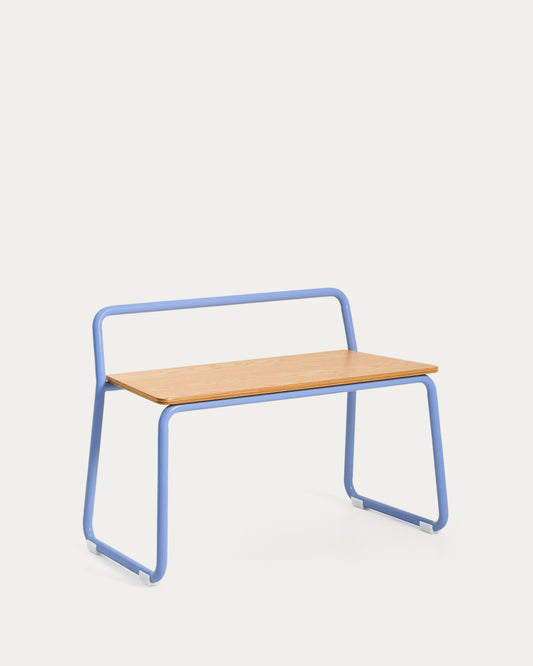 Banc Tinn en placage de frêne et structure en métal bleu 75 cm