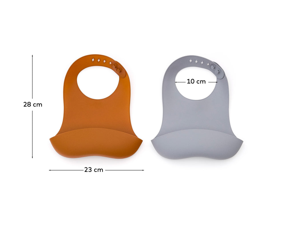 Ensemble Lili de 2 bavoirs en silicone orange et bleu