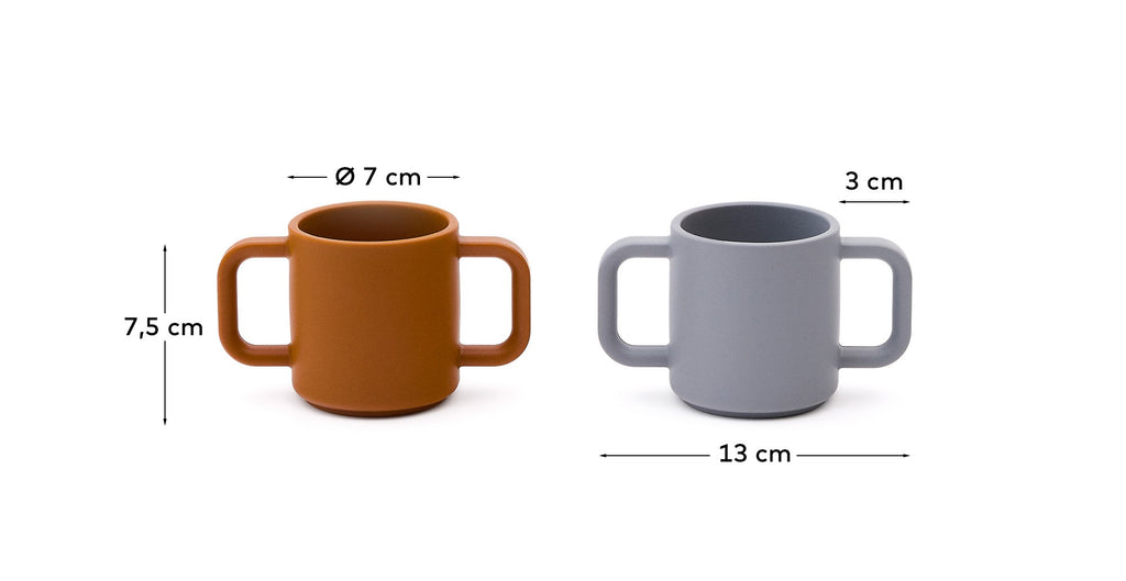 Ensemble Lili de 2 tasses en silicone orange et bleu