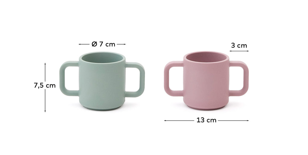 Ensemble Lili de 2 tasses en silicone rose et turquoise