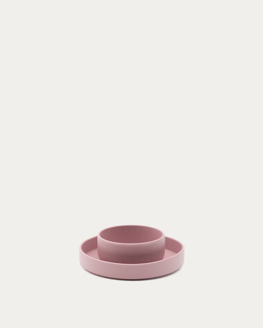Ensemble Lili assiette et bol en silicone rose
