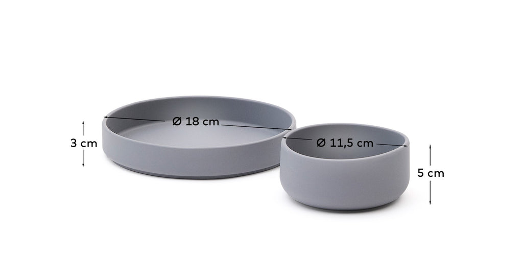 Ensemble Lili assiette et bol en silicone bleu