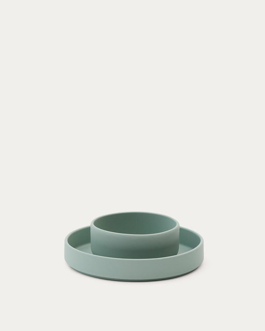 Ensemble Lili assiette et bol en silicone turquoise