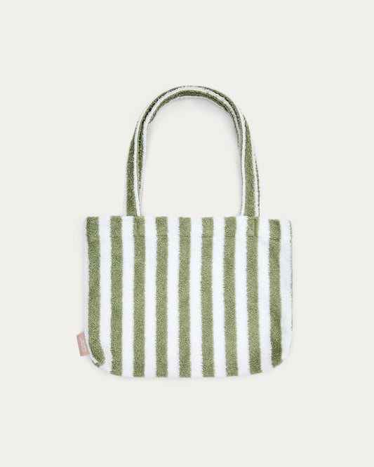 Sac Nuni en coton à rayures blanches et vertes