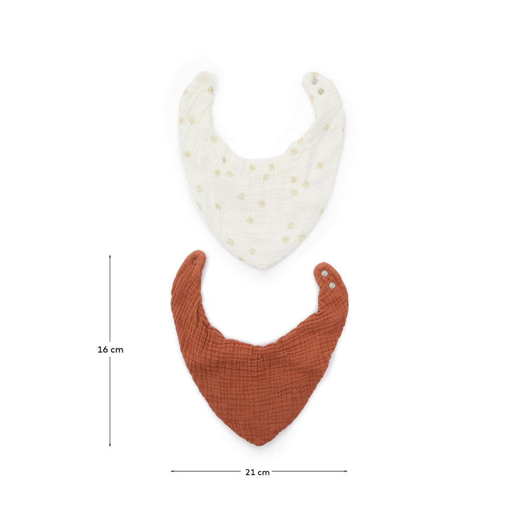 Ensemble Olna de 2 bandanas 100 % coton terracotta et motifs soleils