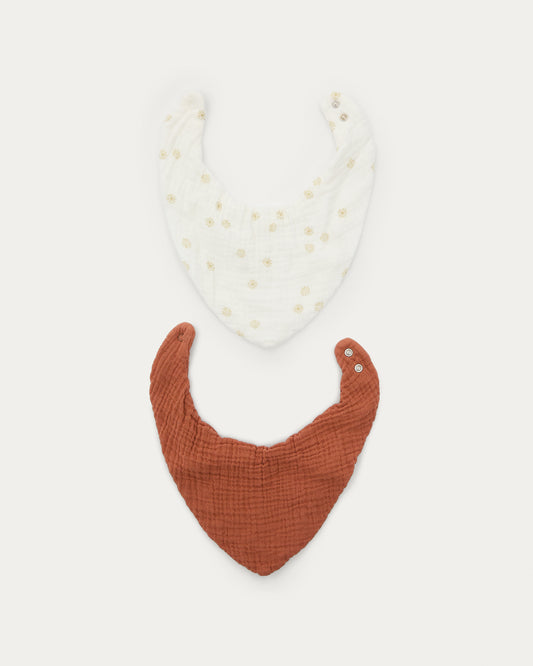 Ensemble Olna de 2 bandanas 100 % coton terracotta et motifs soleils