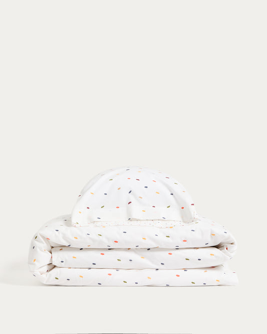 Ensemble Epifania housse de couette et taie d’oreiller en percale de coton avec motif multicolore pour lit de 70 cm