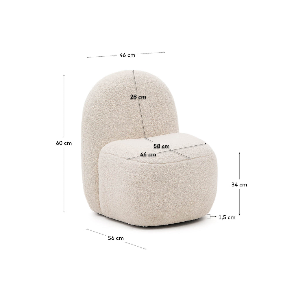 Fauteuil pour enfant Bucky en tissu bouclette blanc FSC 100%