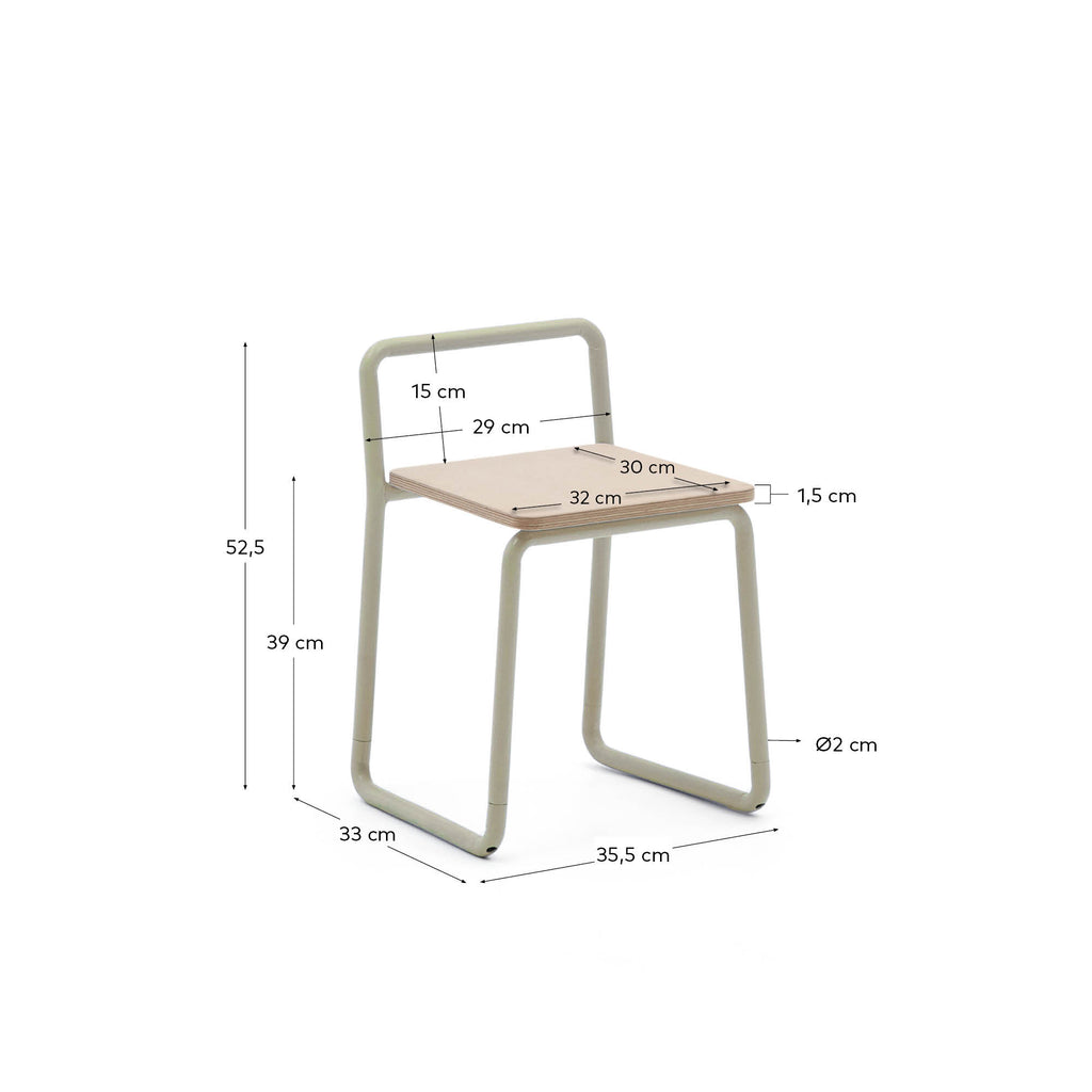 Chaise Tinn en placage de frêne et structure en métal beige