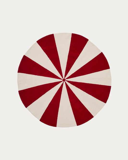 Tapis Wirla 100 % coton beige et rouge Ø 100 cm