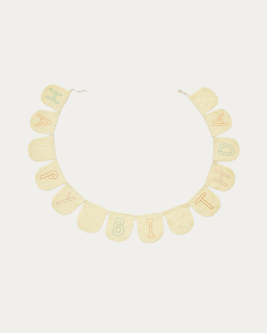 Guirlande Vilka avec fanions 100% coton blanc et jaune 250 cm