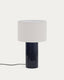 Lampe de table Toneric en céramique avec finition bleue et coton