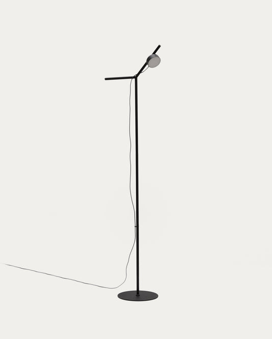 Lampadaire Orey en métal noir avec spot multipositions