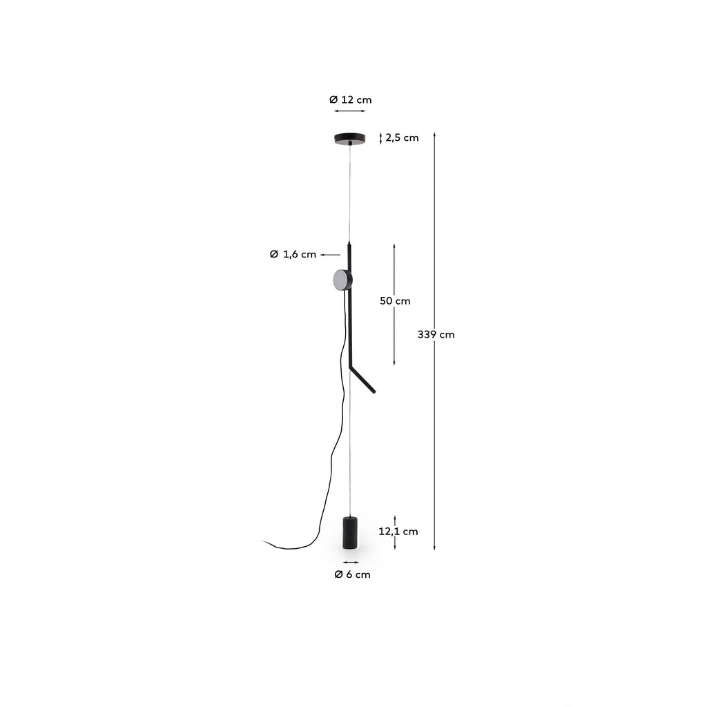 Structure de lampe Orey en métal noir avec spot multipositions