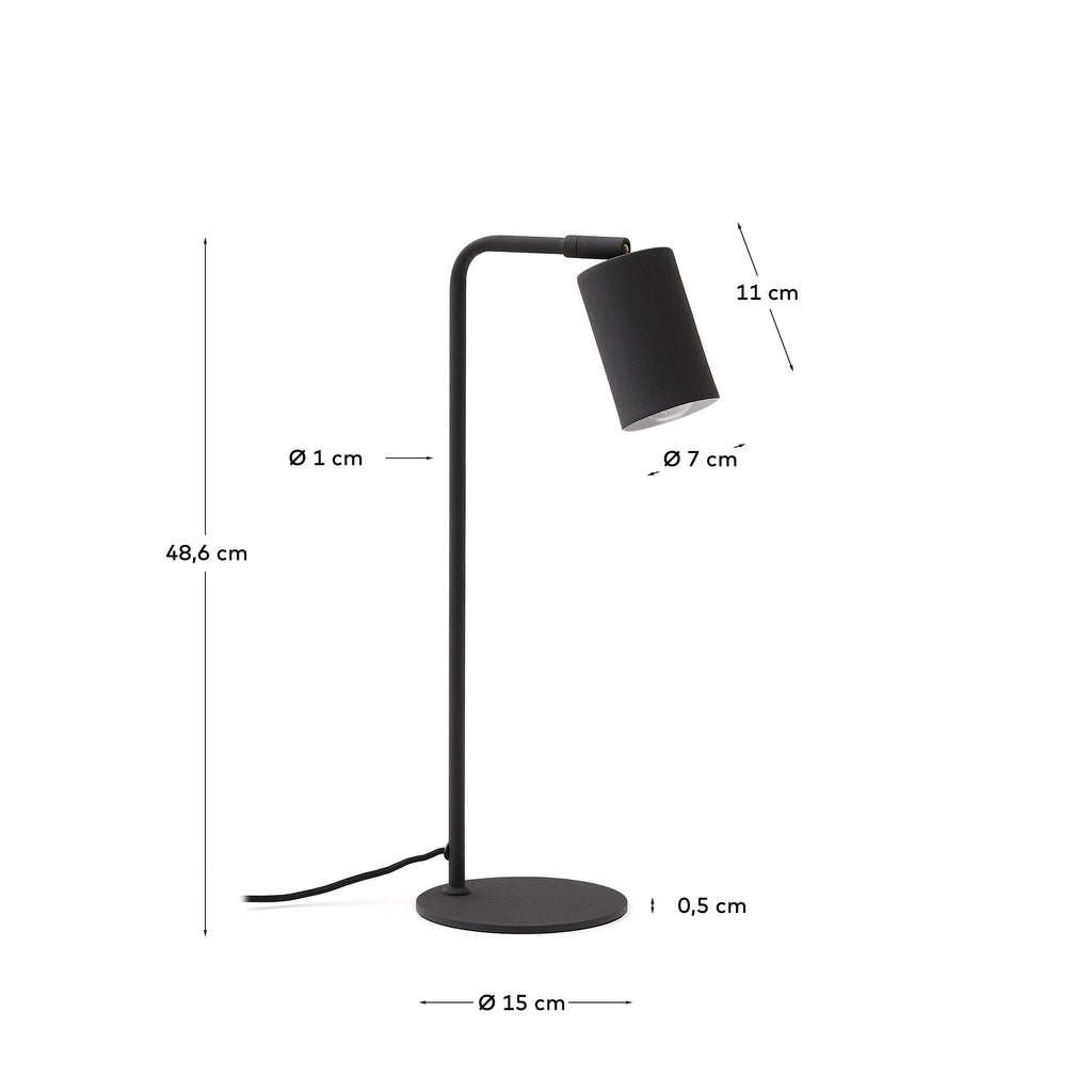 Lampe de bureau Manie en métal avec finition effet fonte noire