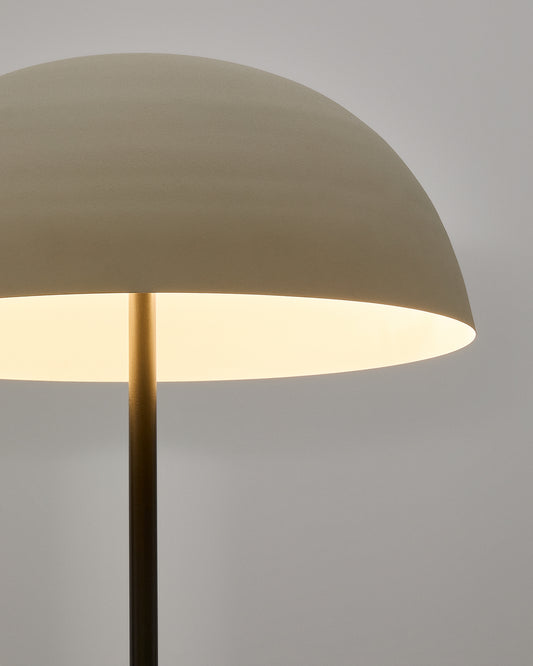 Lampadaire Nibla en métal noir et abat-jour blanc avec effet argile blanche