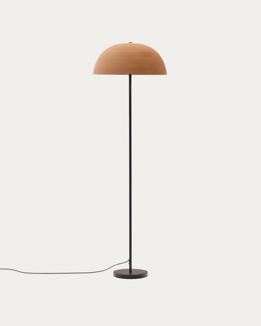 Lampadaire Nibla en métal noir et abat-jour avec effet terre cuite