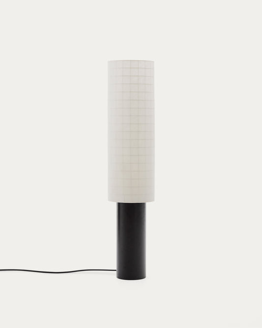 Lampadaire Dulan en métal noir et abat-jour en coton