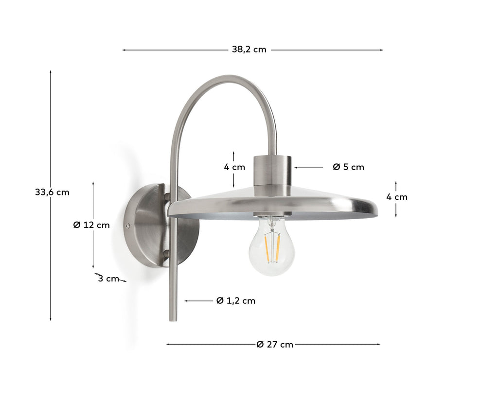Applique murale Nuvira en métal brossé gris clair