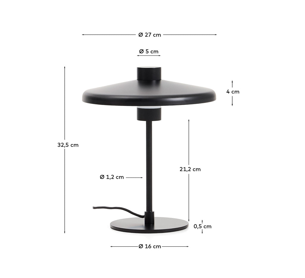 Lampe de table Nuvira en métal satiné noir
