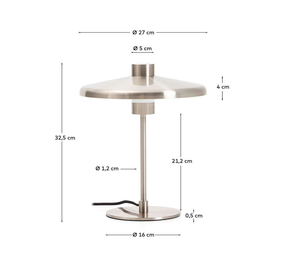 Lampe de table Nuvira en métal brossé gris clair