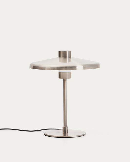Lampe de table Nuvira en métal brossé gris clair