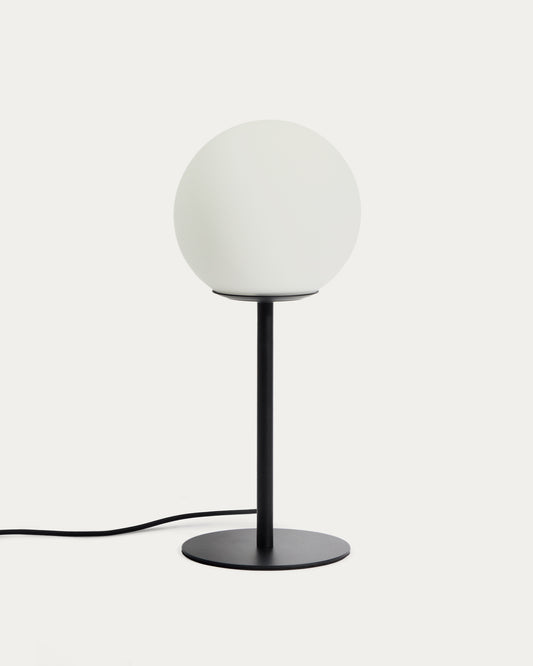 Lampe de table Brisia en métal finition noire avec 1 boule en verre dépoli Ø15 cm
